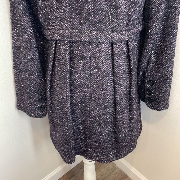 Vintage Guess Los Angeles Ruffle Purple Pea coat Size MEDIUM - Picture 7 of 13